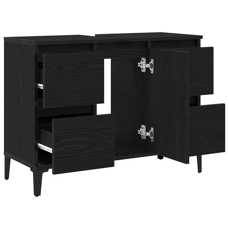 vidaXL Fürdőszobai mosdószekrény Fekete tölgy 80x33x60 cm