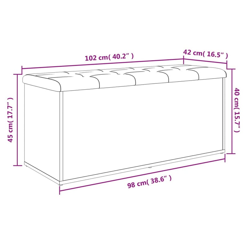 vidaXL füstös tölgy szerelt fa tárolópad 102x42x45 cm