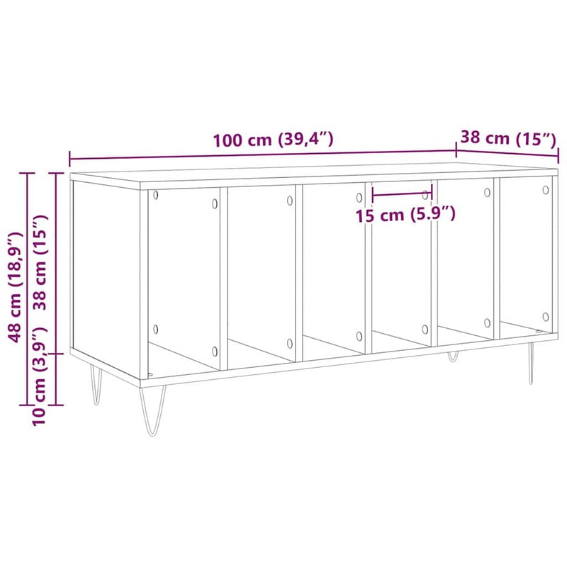 vidaXL Hanglemez szekrény polcokkal régi fa stílusban 100x38x48cm