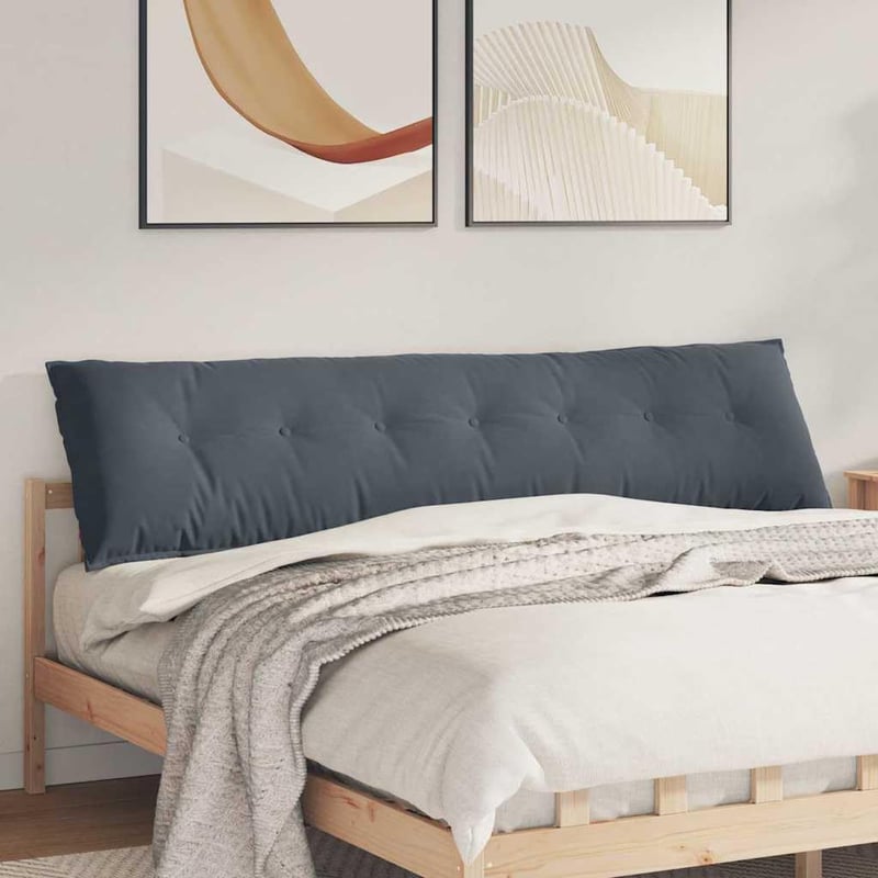 vidaXL Háttámlás Párna Sötétszürke 200x50 cm Szövet Dekoráció