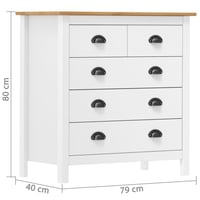 Comodă vidaXL Hill, lemn masiv de pin, alb, 79x40x80 cm — defect, funcționează parțial: componentă deteriorată în ambalaj (stare: vezi a 2-a imagine) 9