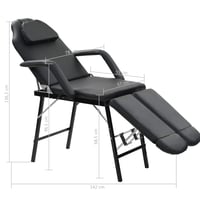 vidaXL Hordozható Kozmetikai Szék Műbőr 185x78x76 cm Fekete 9