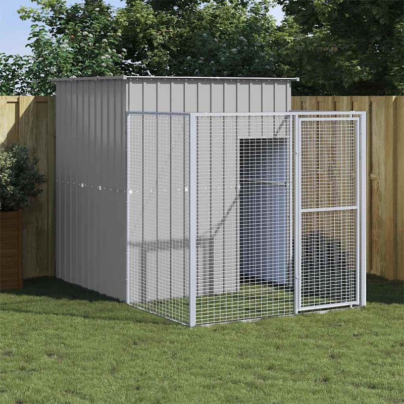vidaXL horganyzott acél tetős kutyakennel 165x251x181 cm világosszürke