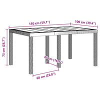 Masă de grădină vidaXL, antracit, poliratan, masă de exterior pentru dining, rezistentă la intemperii, 150x100x73 cm 6