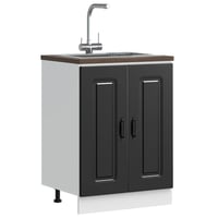 vidaXL Kalmar Mosogató Aljzat Szekrény 60x46x81,5 cm Fekete 2