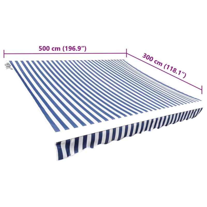vidaXL kék-fehér vászon napellenző 5x3 m
