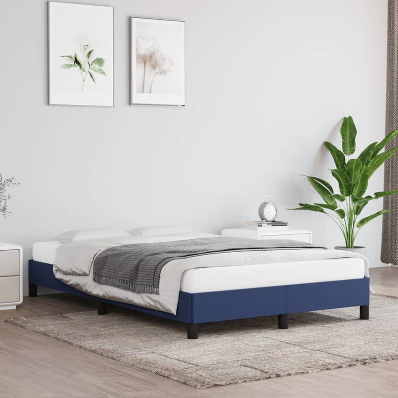 vidaXL kék szövet ágykeret 120x200 cm matrac nélkül