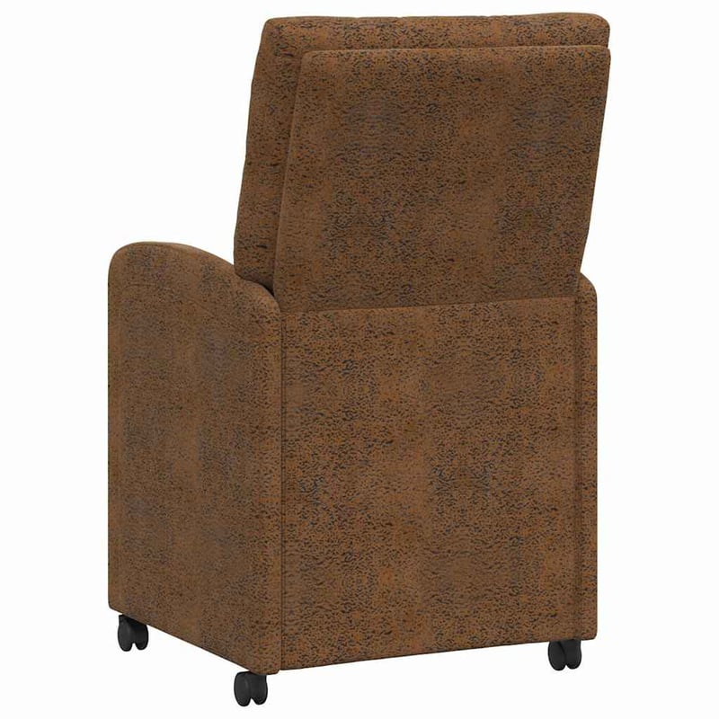 vidaXL Kerekes Étkező Szék 2 db Barna Műsuede 58x67x97 cm