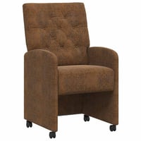 vidaXL Kerekes Étkező Szék 2 db Barna Műsuede 58x67x97 cm 1