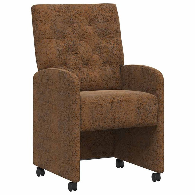 vidaXL Kerekes Étkező Szék 2 db Barna Műsuede 58x67x97 cm