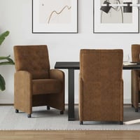 vidaXL Kerekes Étkező Szék 2 db Barna Műsuede 58x67x97 cm 2