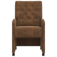vidaXL Kerekes Étkező Szék 2 db Barna Műsuede 58x67x97 cm 4