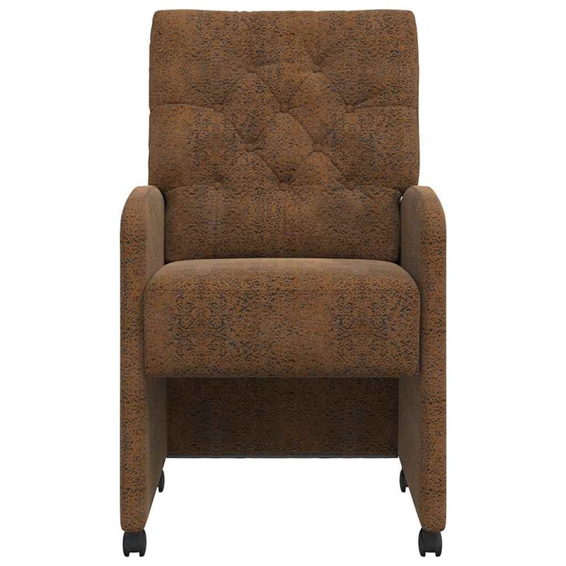 vidaXL Kerekes Étkező Szék 2 db Barna Műsuede 58x67x97 cm