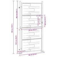vidaXL Kerti Kapu 85x174 cm Rozsdamentes Acél Ezüst Zárolható Kültéri Kerítéskapu 12