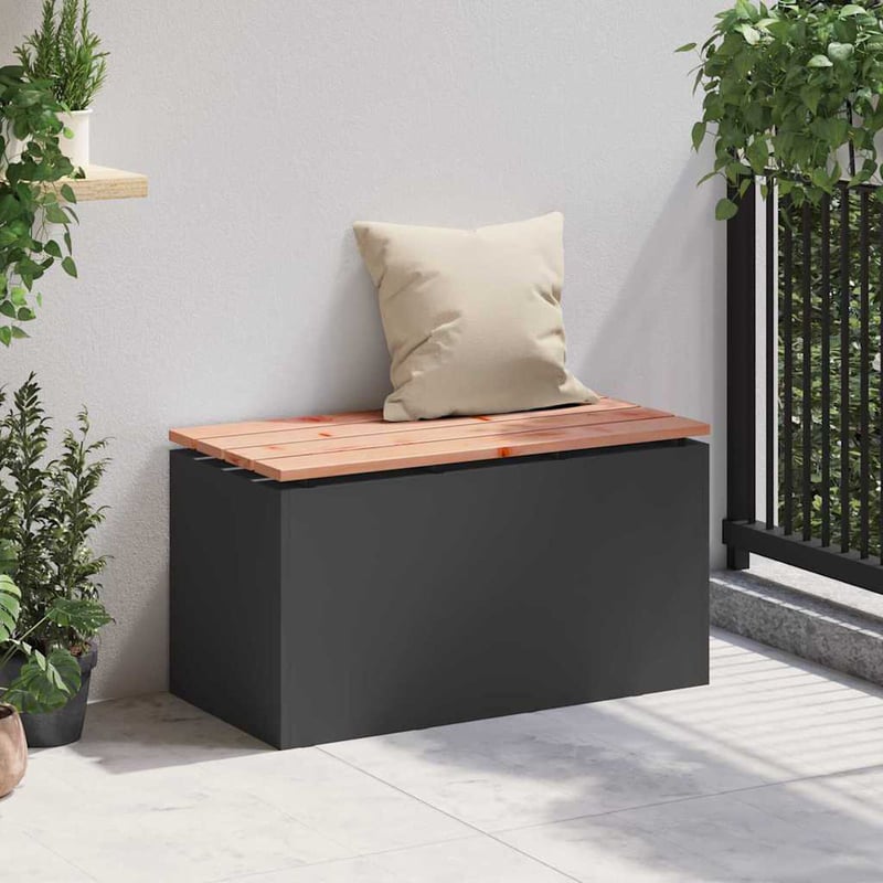 vidaXL Kerti pad Fekete 80x40x43 cm Acél
