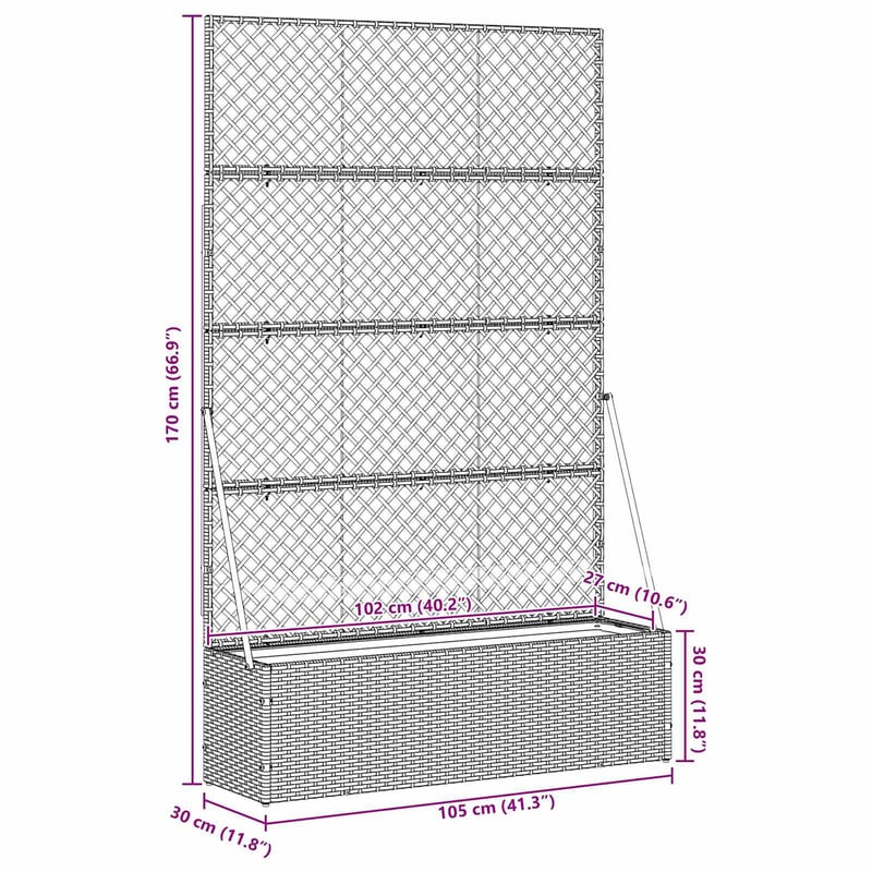 vidaXL Kertifuttató virágágyás Fekete 105x30x170cm Fém
