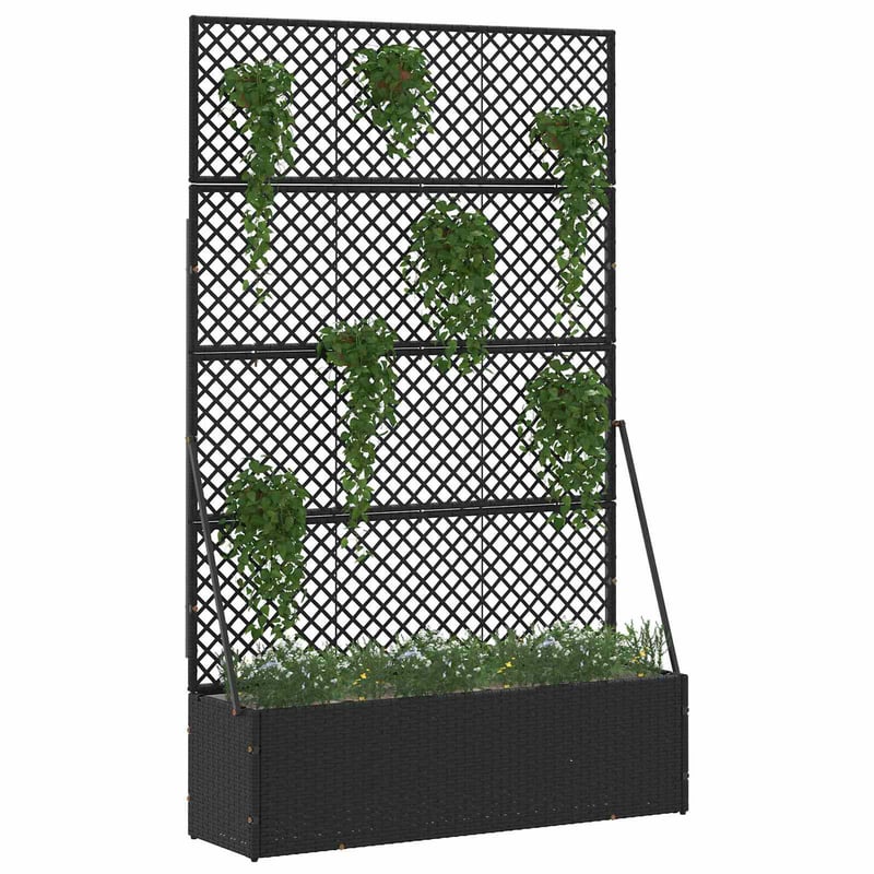 vidaXL Kertifuttató virágágyás Fekete 105x30x170cm Fém