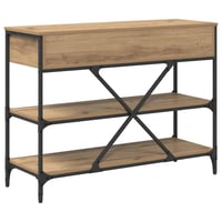 Masă consolă vidaXL cu sertar și rafturi, maro, 100x34,5x75 cm 8