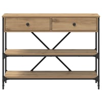 Masă consolă vidaXL cu sertar și rafturi, maro, 100x34,5x75 cm 6