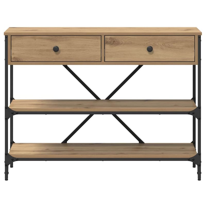 Masă consolă vidaXL cu sertar și rafturi, maro, 100x34,5x75 cm