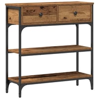 vidaXL Konzolasztal fiókkal Öreg fa 72,5x25x75 cm 1