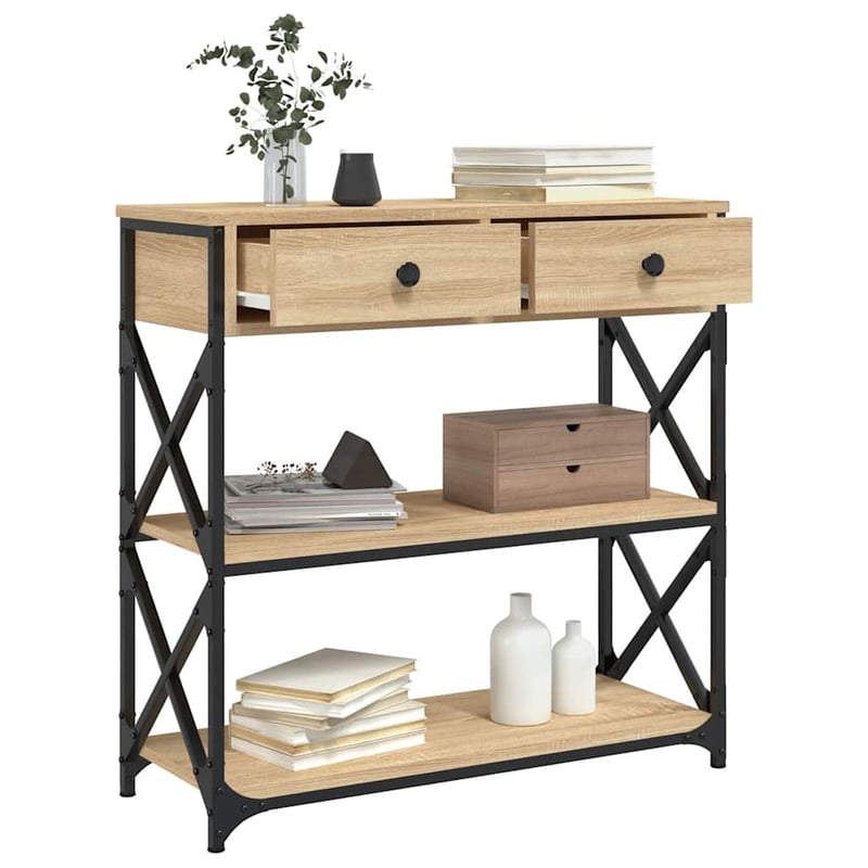 vidaXL Konzolos asztal Sonoma tölgy 75x28x75 cm