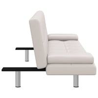 Canapea extensibilă vidaXL din piele ecologică, crem, reglabilă, cu două perne – pat de oaspeți extensibil pentru camera de zi 6