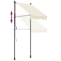 Copertină retractabilă vidaXL 150x100 cm, crem, cu cadru din oțel, parasolar manual pentru terasă și balcon 11