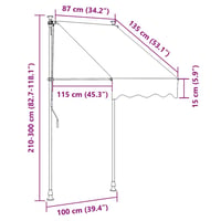 Copertină retractabilă vidaXL 150x100 cm, crem, cu cadru din oțel, parasolar manual pentru terasă și balcon 13