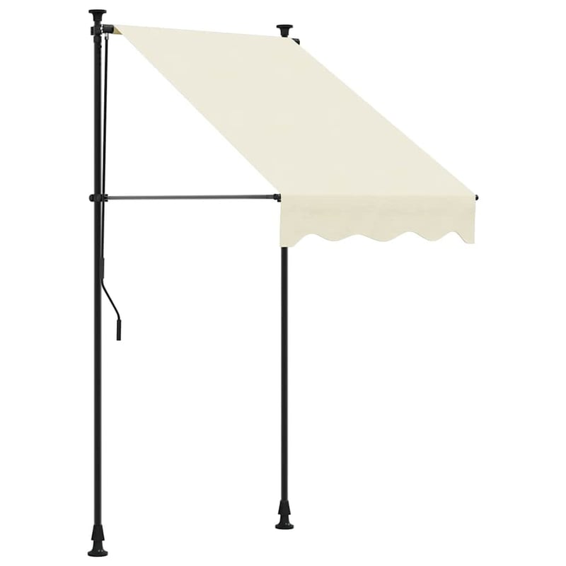 Copertină retractabilă vidaXL 150x100 cm, crem, cu cadru din oțel, parasolar manual pentru terasă și balcon