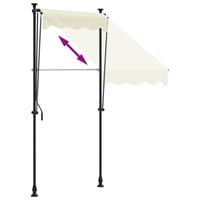 Copertină retractabilă vidaXL 150x100 cm, crem, cu cadru din oțel, parasolar manual pentru terasă și balcon 10