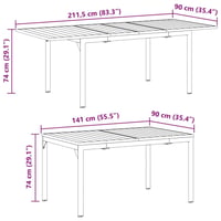 vidaXL vonkajší jedálenský stôl z ocele 210x90x73 cm antracitový záhradný stôl na terasu odolný voči poveternostným vplyvom, chýba návod na montáž 12