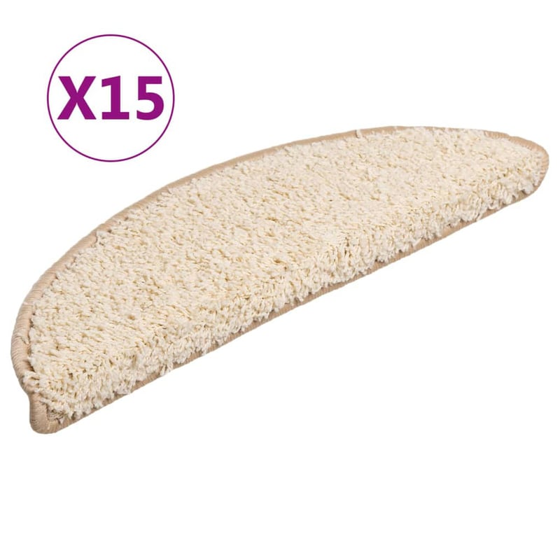 vidaXL Lépcsőmatrac 15 db 56x17x3 cm Krém Félkör