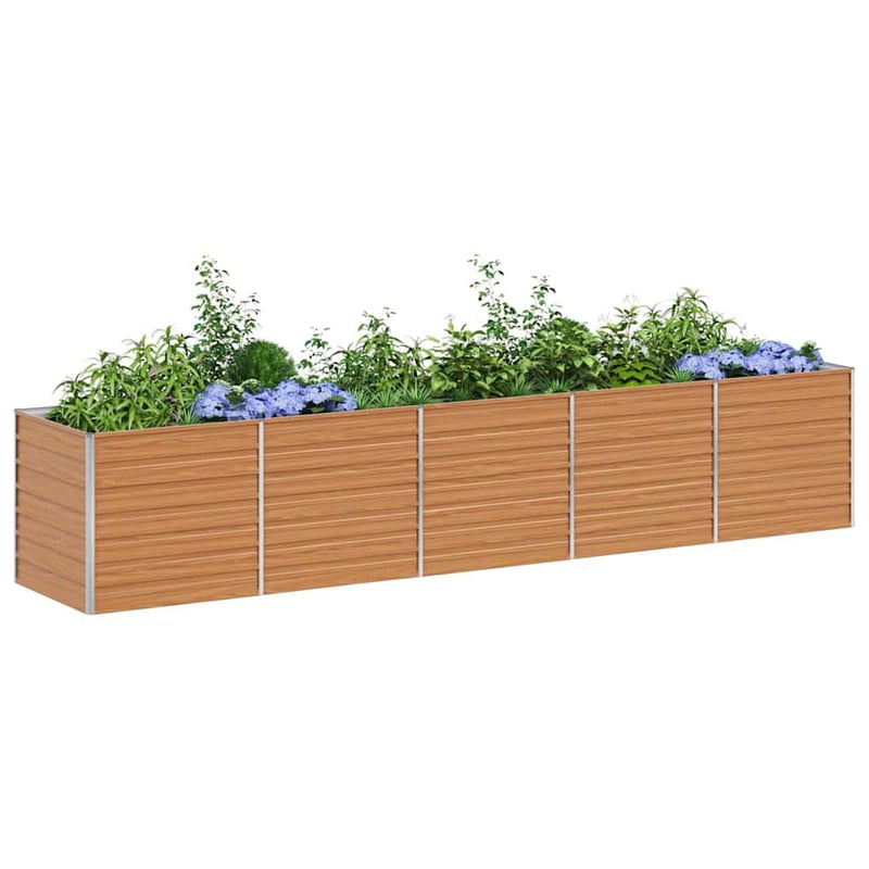 vidaXL Magaságyás Világosbarna 400x80x77cm Horganyzott Acél