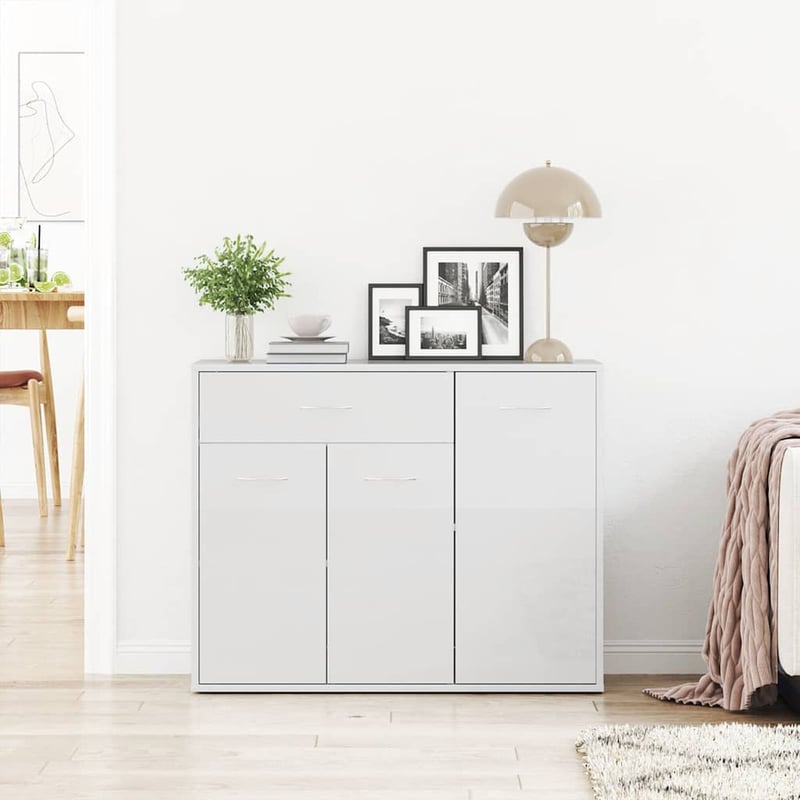 vidaXL magasfényű fehér fa tálalószekrény 88x30x70 cm