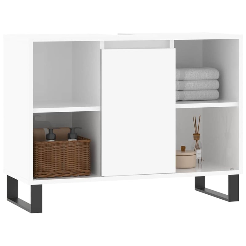 vidaXL Magasfényű Fehér Fürdőszobaszekrény 80x33x60 cm