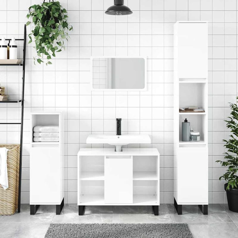 vidaXL Magasfényű Fehér Fürdőszobaszekrény 80x33x60 cm