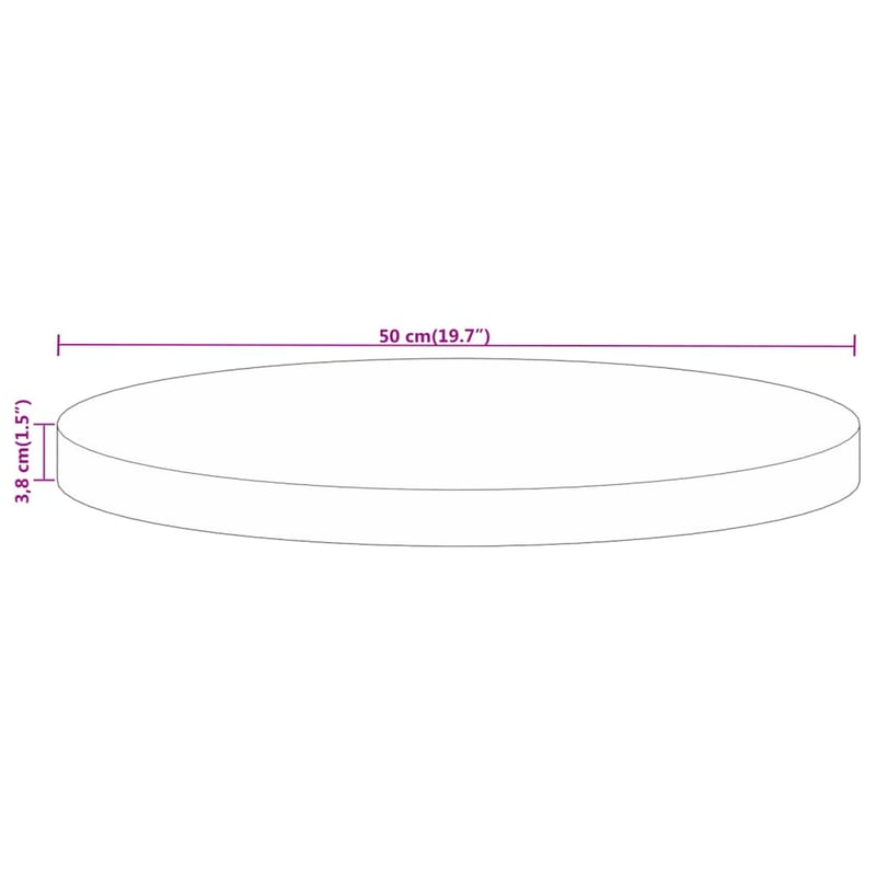 vidaXL mangófa kerek asztallap 50 cm átmérő