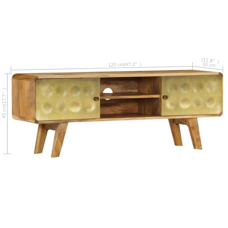 vidaXL mangófa TV-szekrény 120x30x45 cm tömör fa bútor