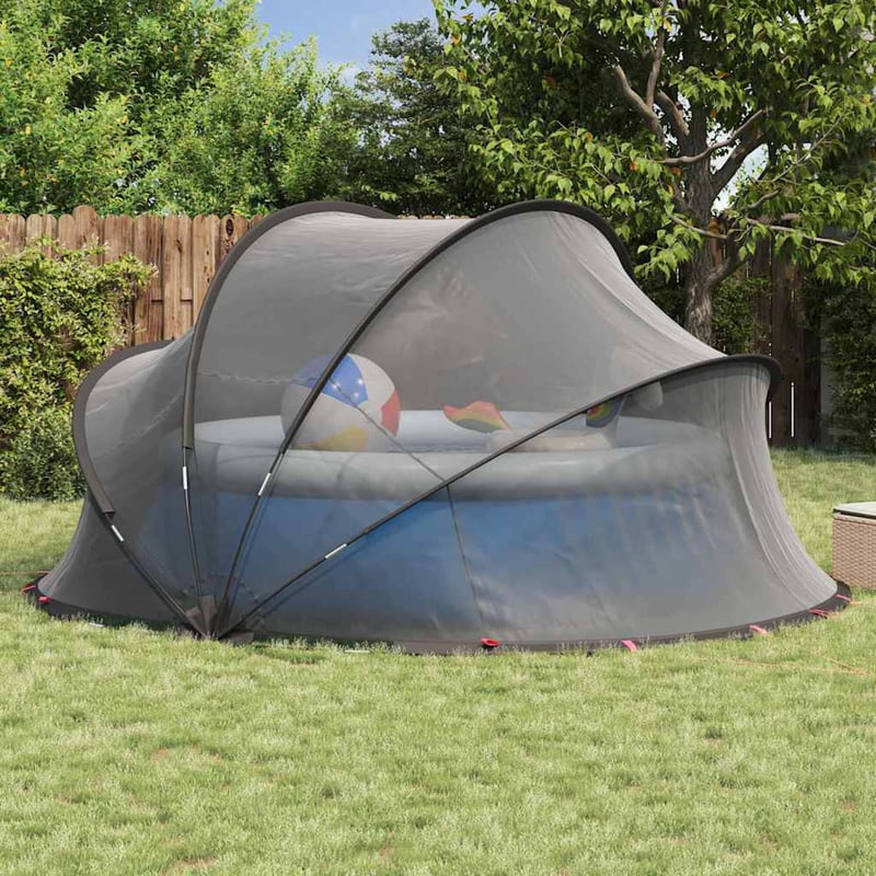 vidaXL Medence kupola fekete 405x405x192 cm