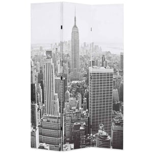 vidaXL Paraván s motívom New Yorku - čierno-biely - 120x170 cm