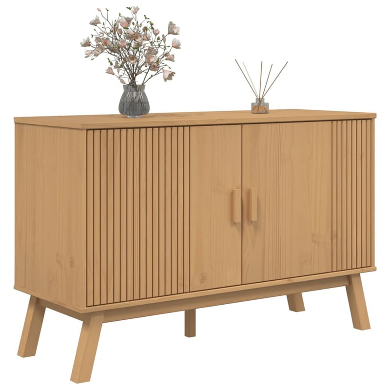 vidaXL OLDEN barna tömör fenyőfa tálalószekrény 114x43x73,5cm