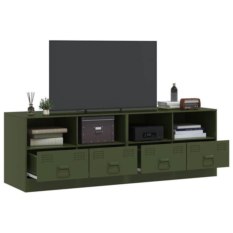 vidaXL Olívazöld Acél TV-szekrény 67x39x44 cm - 2 darab