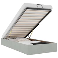 vidaXL Ottomán ágykeret matrac nélkül világosszürke bársony 90x200 cm egyszemélyes kárpitozott ágy tárolóhellyel 1
