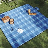 vidaXL Piknik Pléd Kék Kockás 200x200 cm Kemping Kert Outdoor 2