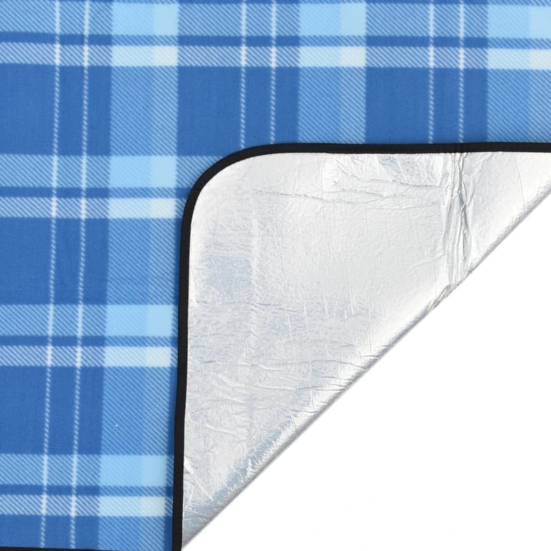 vidaXL Piknik Pléd Kék Kockás 200x200 cm Kemping Kert Outdoor