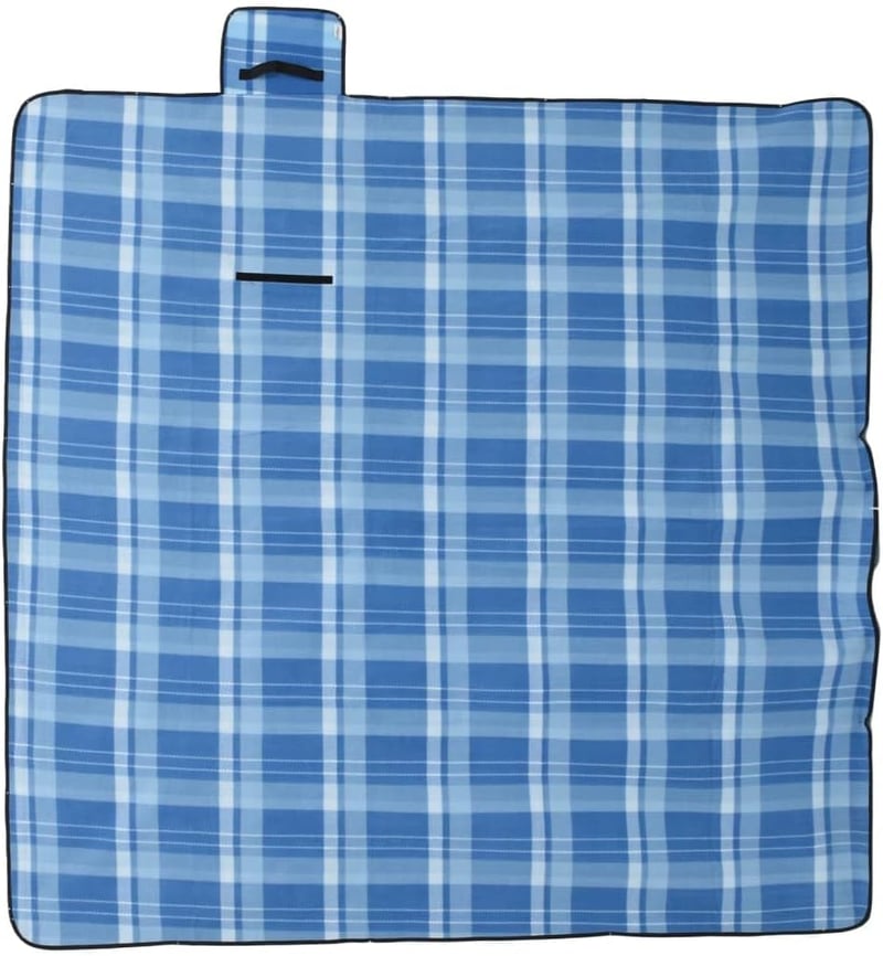 vidaXL Piknik Pléd Kék Kockás 200x200 cm Kemping Kert Outdoor