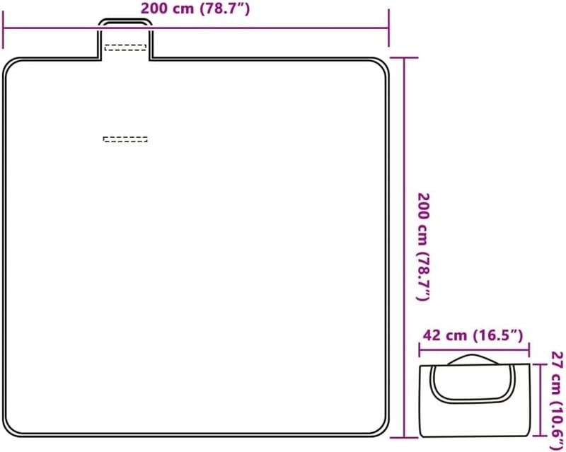 vidaXL Piknik Pléd Kék Kockás 200x200 cm Kemping Kert Outdoor