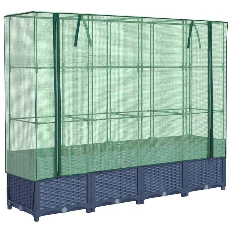 vidaXL Rattan Hatású Magaságyás Üvegháztakaróval 160x40x138cm
