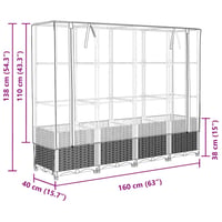 vidaXL Rattan Hatású Magaságyás Üvegháztakaróval 160x40x138cm 9